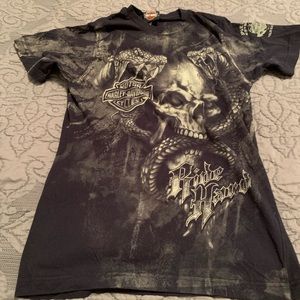 COPY - Harley Davison skull & snake ride hard mens tshirt small
